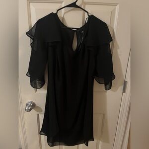 City Chic Black Cold Shoulder Flutter Sleeve Top